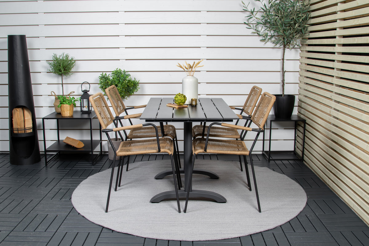 Denver & Lindos Spisebord 120x70x74 + Spisebordsstole Brun