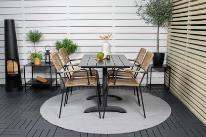 Denver & Lindos Spisebord 120x70x74 + Spisebordsstole Brun