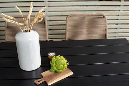 Denver & Lindos Spisebord 120x70x74 + Spisebordsstole Brun