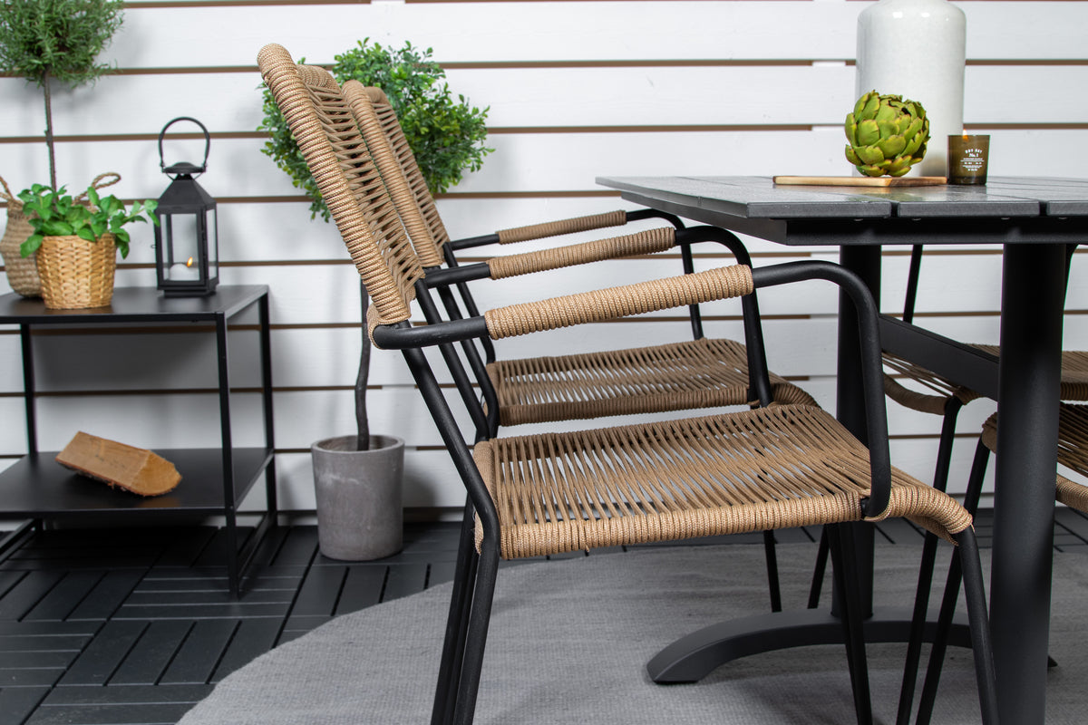 Denver & Lindos Spisebord 120x70x74 + Spisebordsstole Brun