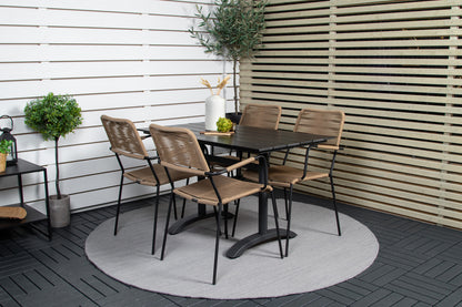 Denver & Lindos Spisebord 120x70x74 + Spisebordsstole Brun