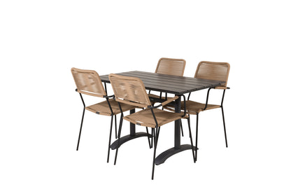 Denver & Lindos Spisebord 120x70x74 + Spisebordsstole Brun