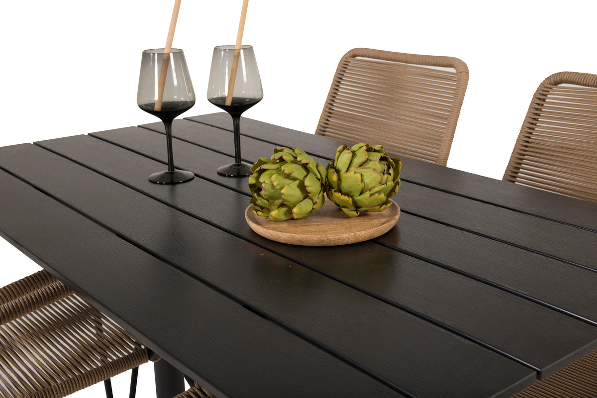 Denver & Lindos Spisebord 120x70x74 + Spisebordsstole Brun