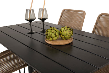 Denver & Lindos Spisebord 120x70x74 + Spisebordsstole Brun