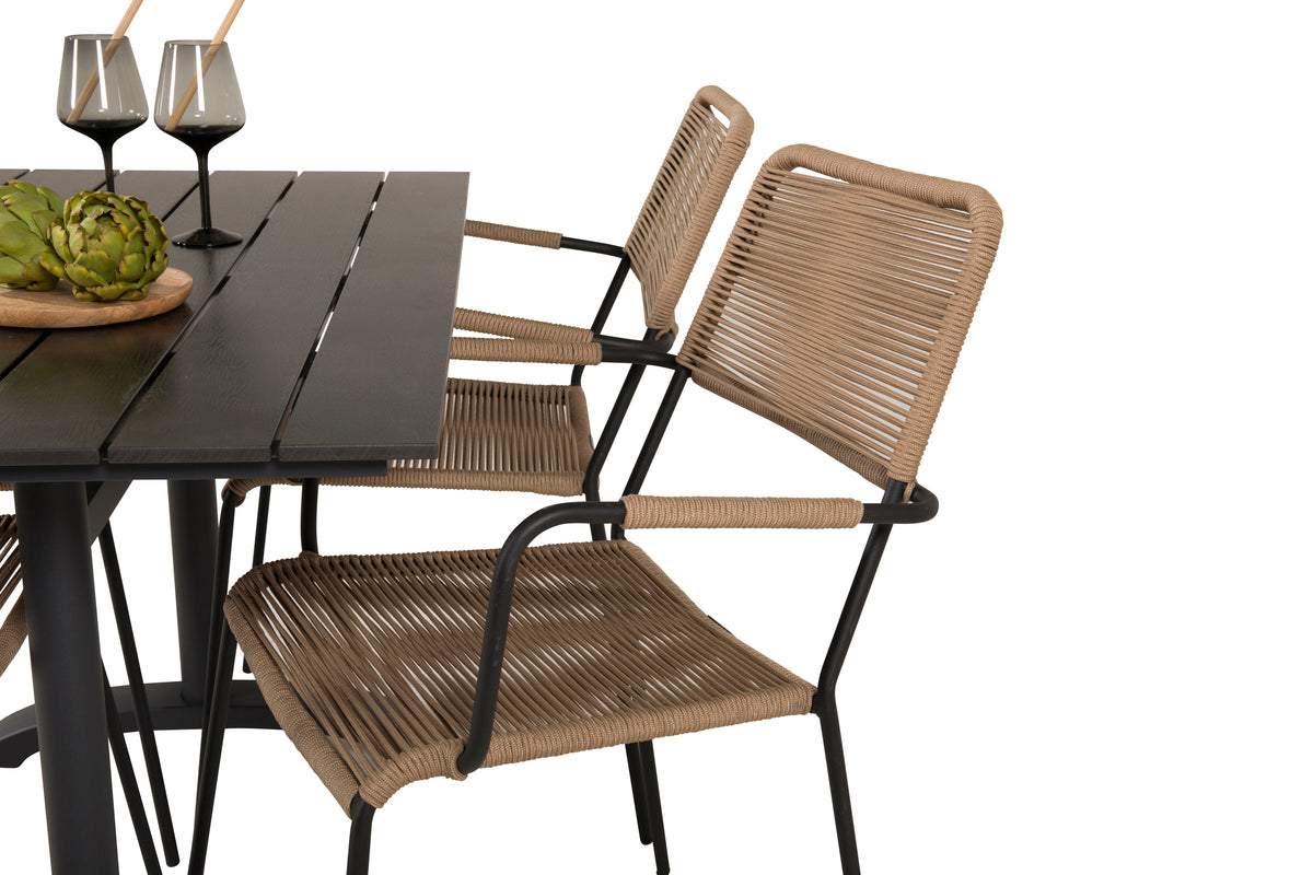 Denver & Lindos Spisebord 120x70x74 + Spisebordsstole Brun