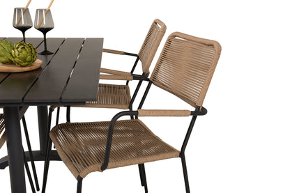 Denver & Lindos Spisebord 120x70x74 + Spisebordsstole Brun