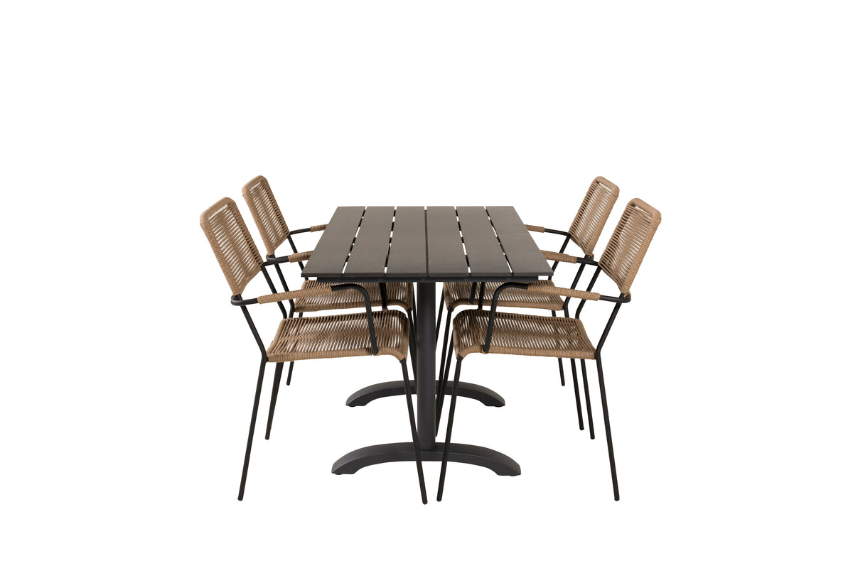 Denver & Lindos Spisebord 120x70x74 + Spisebordsstole Brun