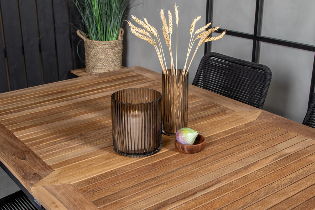 Panama & Lindos Rektangulært Spisebord 160x90x75 Sort + Spisebordsstole Sort