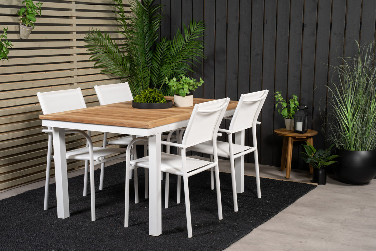 Santorini & Panama Spisestole Hvid + Spisebord 160 x 90