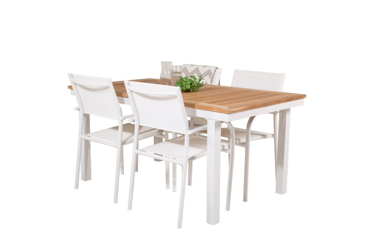 Santorini & Panama Spisestole Hvid + Spisebord 160 x 90