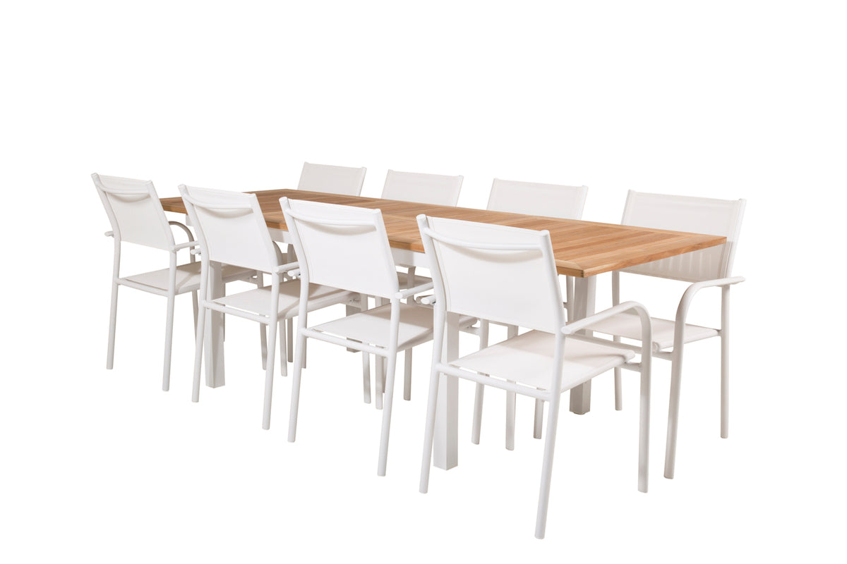 Santorini & Panama Spisestole Hvid + Spisebord 160 x 90