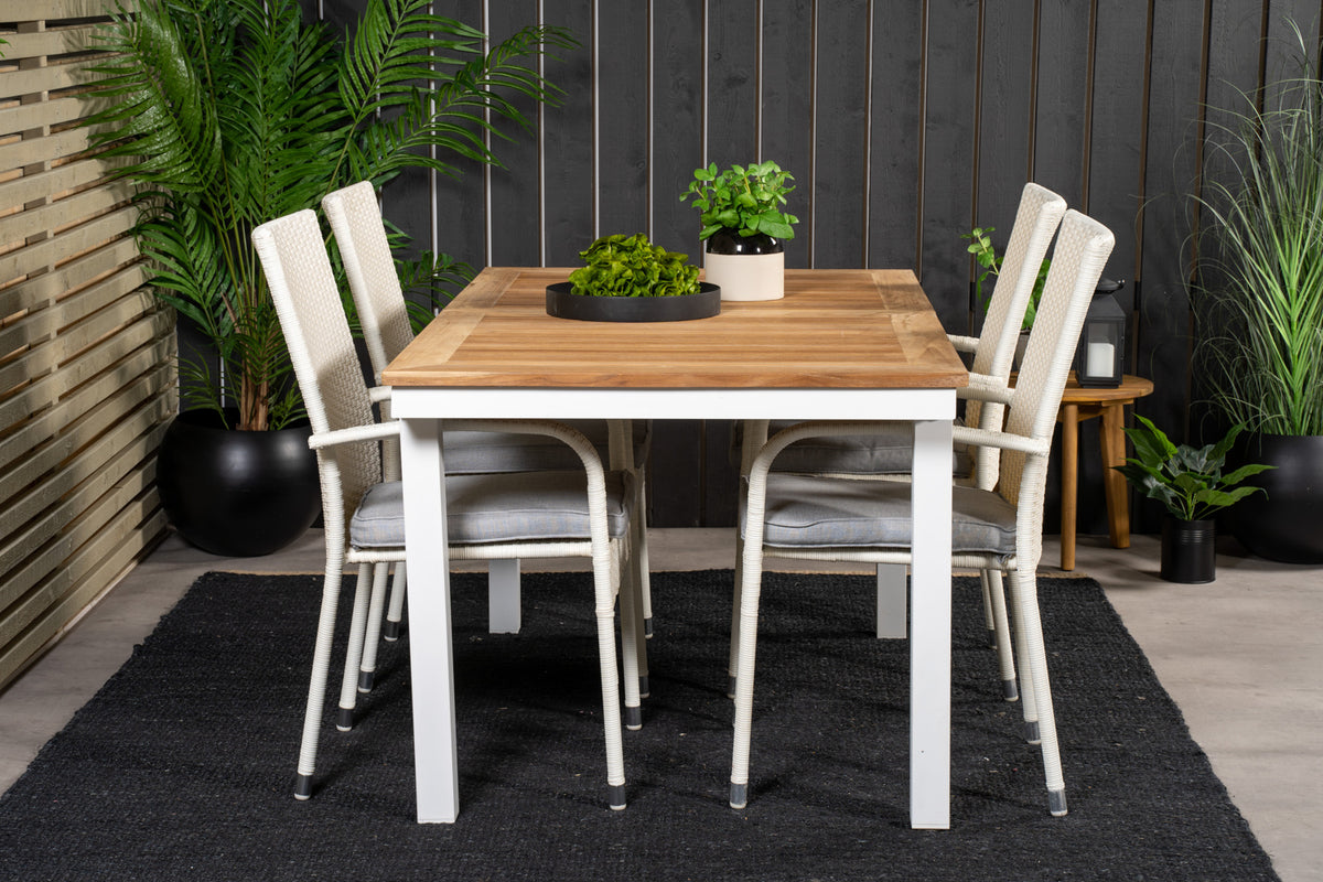 Anna & Panama Spisestole Hvid + Spisebord 160 x 90