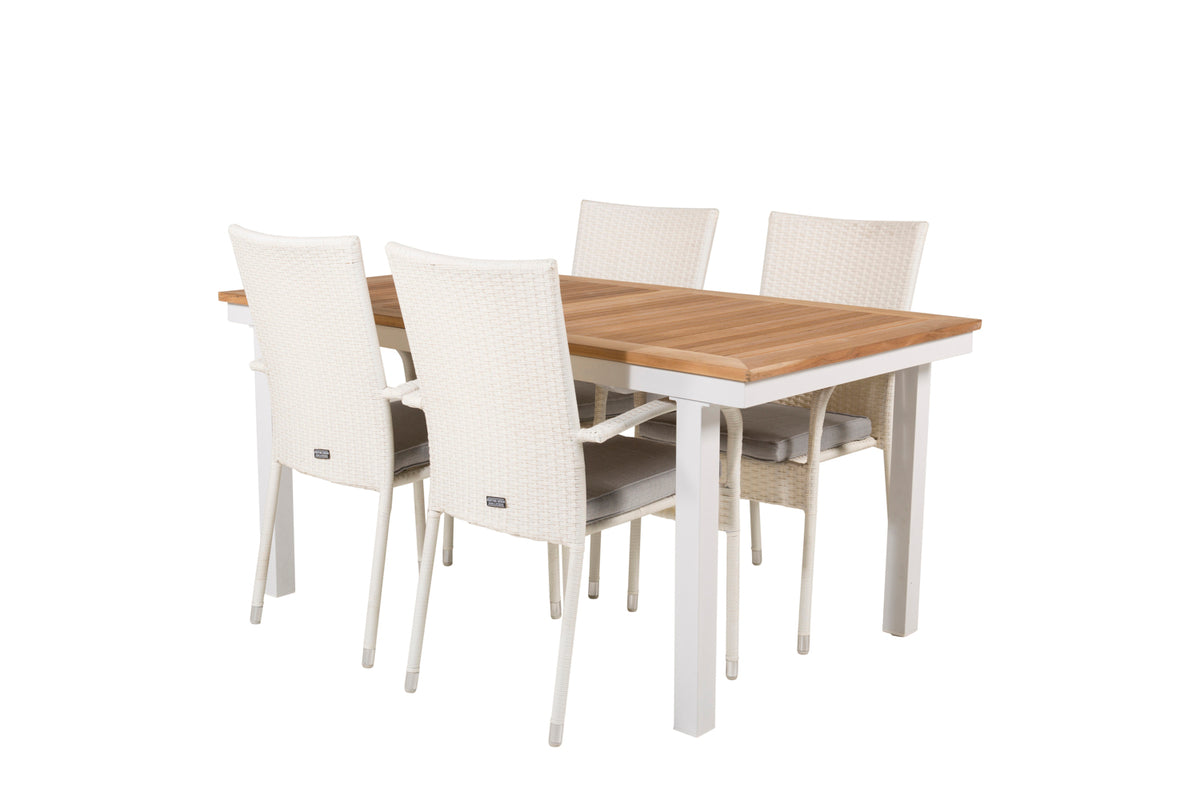 Anna & Panama Spisestole Hvid + Spisebord 160 x 90