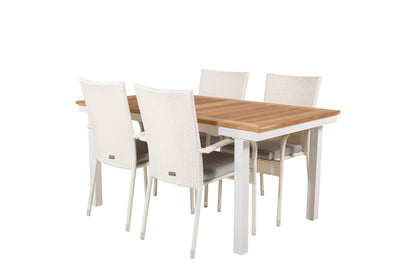 Anna & Panama Spisestole Hvid + Spisebord 160 x 90