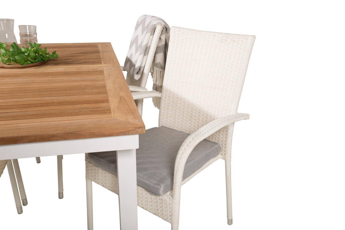 Anna & Panama Spisestole Hvid + Spisebord 160 x 90