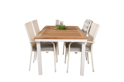Anna & Panama Spisestole Hvid + Spisebord 160 x 90