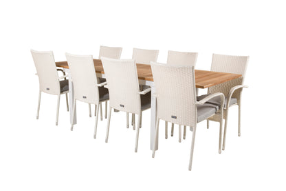 Anna & Panama Spisestole Hvid + Rektangulært Spisebord 160x90x75 Hvid