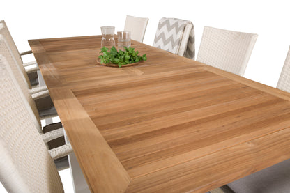 Anna & Panama Spisestole Hvid + Rektangulært Spisebord 160x90x75 Hvid