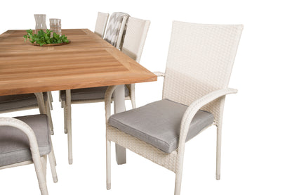 Anna & Panama Spisestole Hvid + Rektangulært Spisebord 160x90x75 Hvid