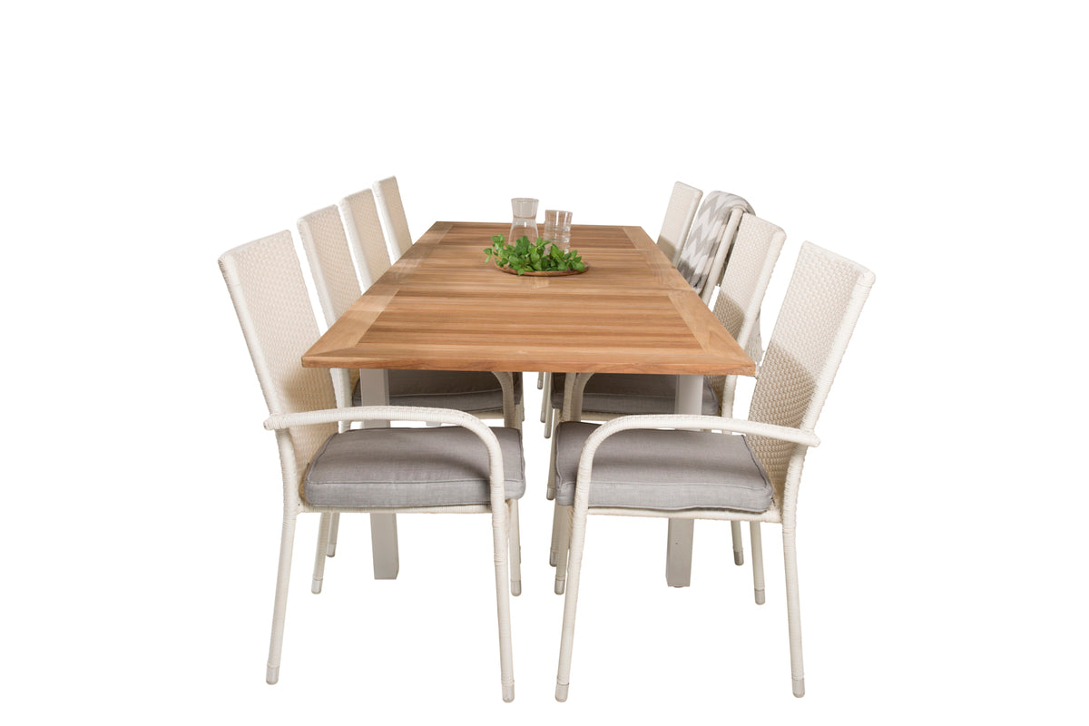 Anna & Panama Spisestole Hvid + Rektangulært Spisebord 160x90x75 Hvid