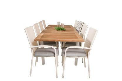 Anna & Panama Spisestole Hvid + Rektangulært Spisebord 160x90x75 Hvid