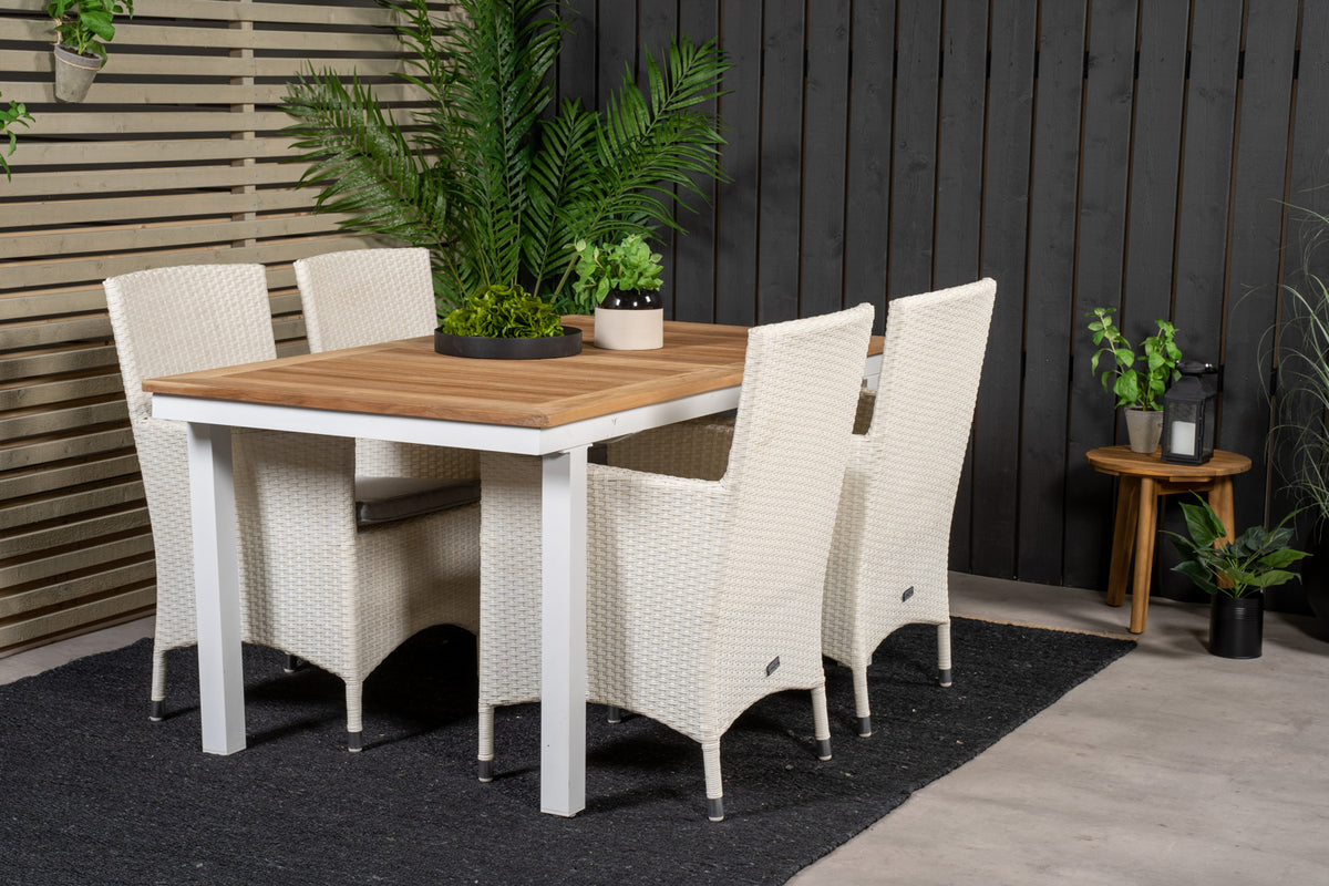 Malin & Panama Spisestole Hvid + Spisebord 160 x 90