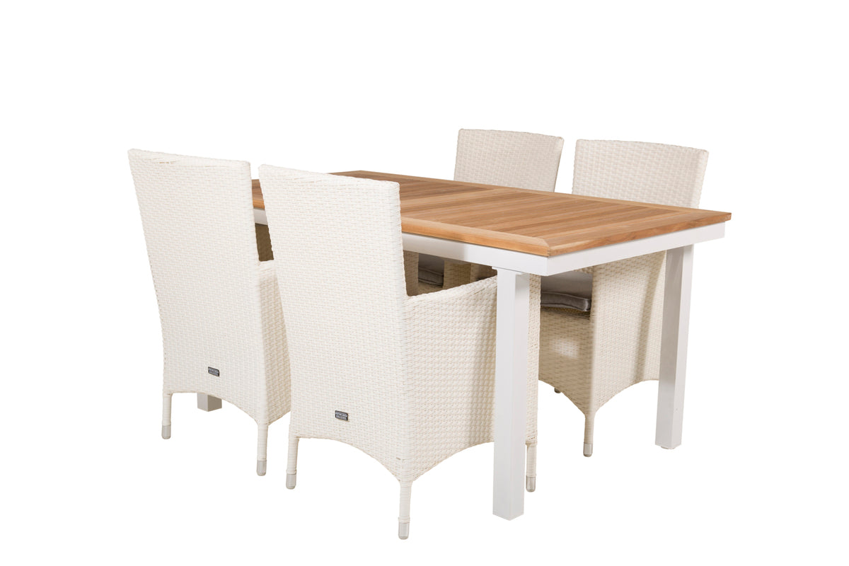 Malin & Panama Spisestole Hvid + Spisebord 160 x 90