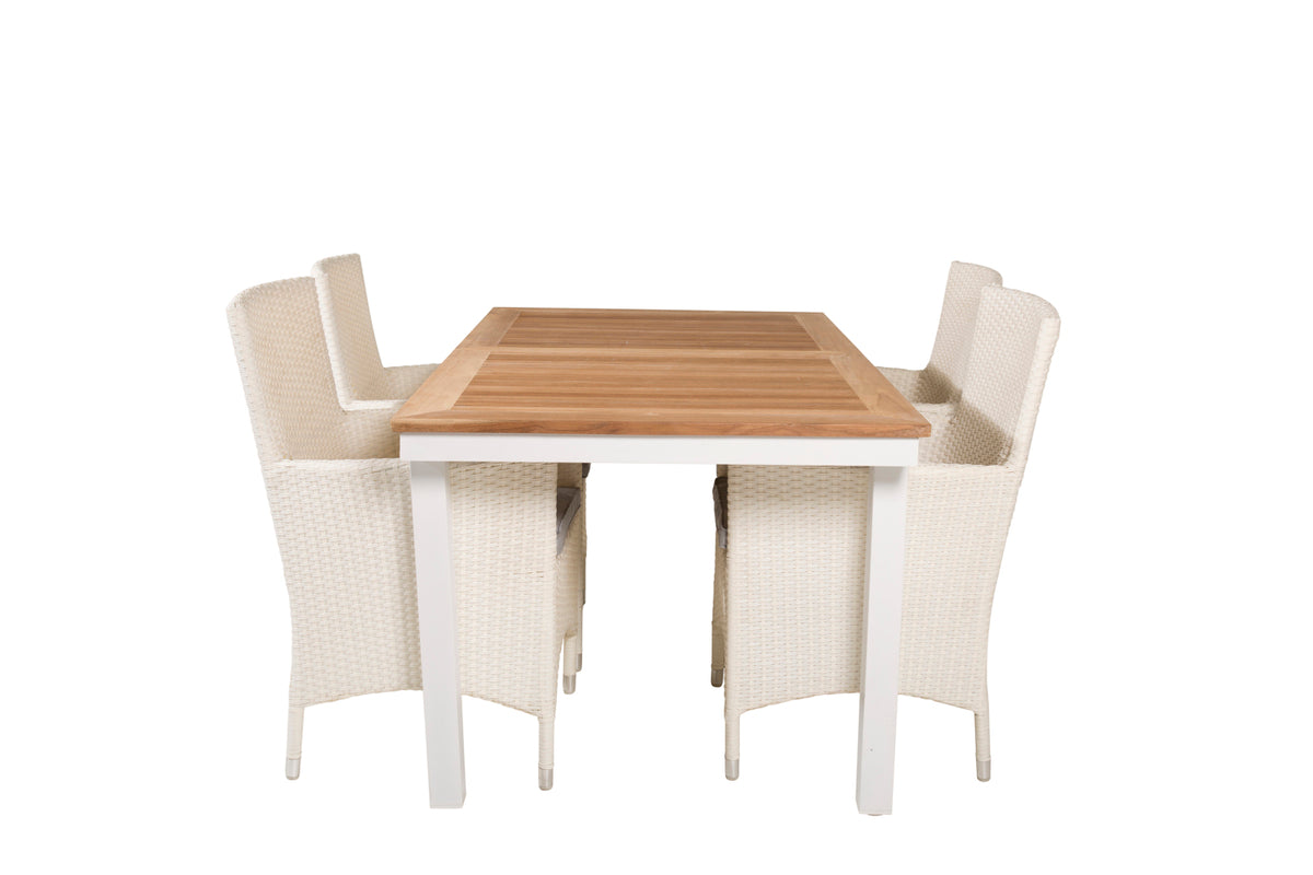 Malin & Panama Spisestole Hvid + Spisebord 160 x 90