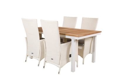 Padova & Panama Reclinerstole Hvid + Spisebord 160 x 90
