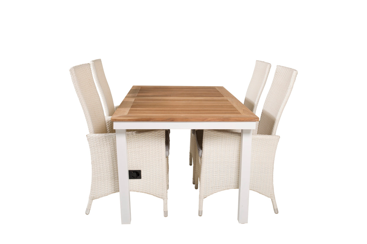 Padova & Panama Reclinerstole Hvid + Spisebord 160 x 90