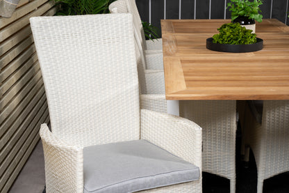 Padova & Panama Reclinerstole Hvid + Rektangulært Spisebord 160x90x75 Hvid