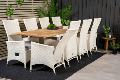 Padova & Panama Reclinerstole Hvid + Rektangulært Spisebord 160x90x75 Hvid