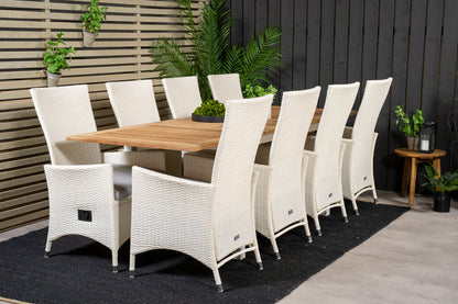 Padova & Panama Reclinerstole Hvid + Rektangulært Spisebord 160x90x75 Hvid