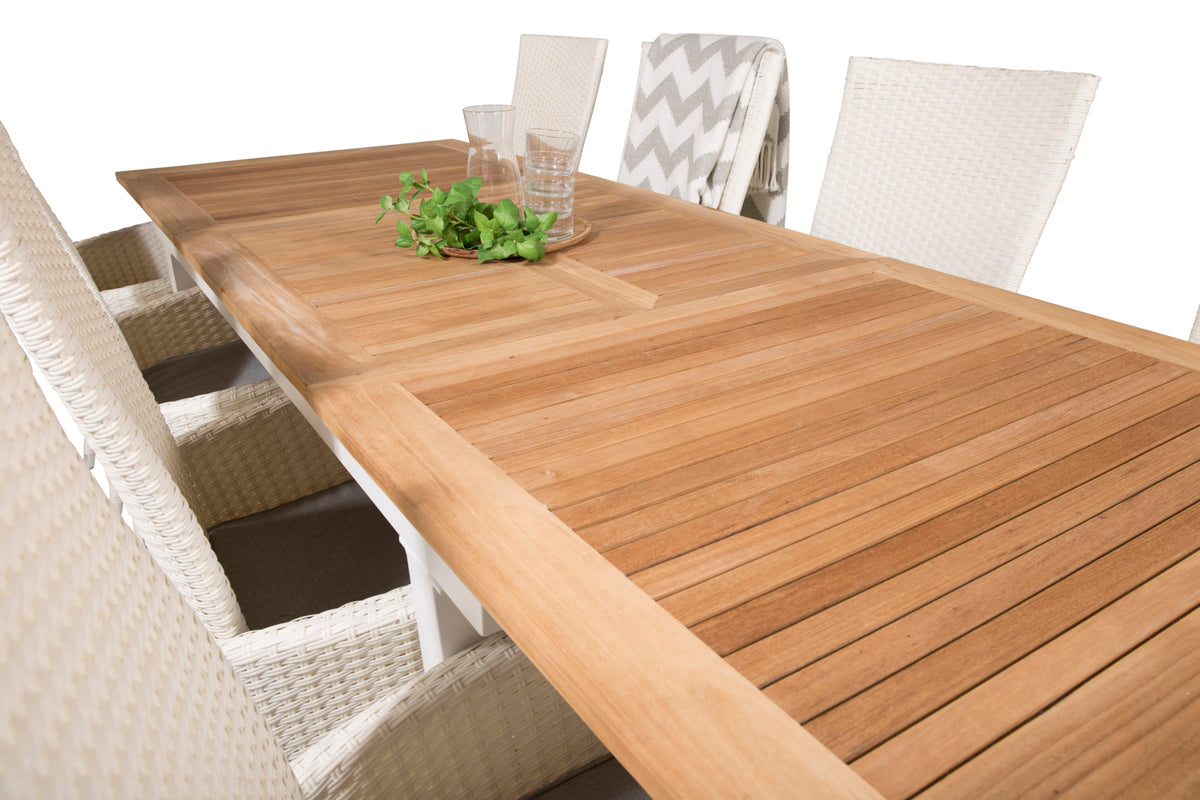 Padova & Panama Reclinerstole Hvid + Rektangulært Spisebord 160x90x75 Hvid