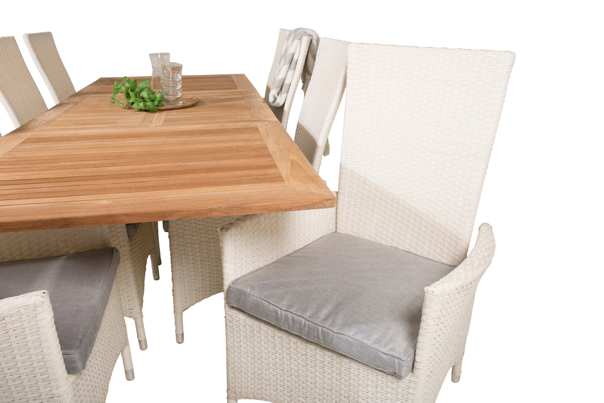 Padova & Panama Reclinerstole Hvid + Rektangulært Spisebord 160x90x75 Hvid