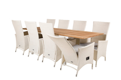 Padova & Panama Reclinerstole Hvid + Rektangulært Spisebord 160x90x75 Hvid