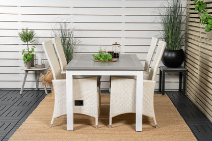 Albany & Padova Spisebord 152x90 + Reclinerstole Hvid