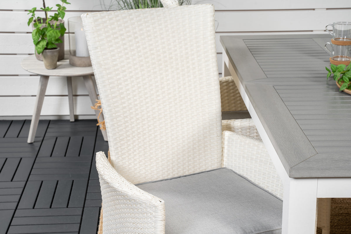 Albany & Padova Spisebord 152x90 + Reclinerstole Hvid