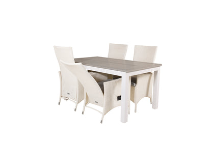 Albany & Padova Spisebord 152x90 + Reclinerstole Hvid