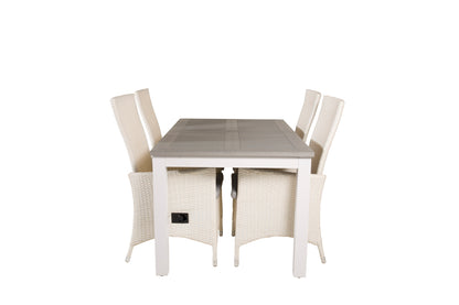 Albany & Padova Spisebord 152x90 + Reclinerstole Hvid