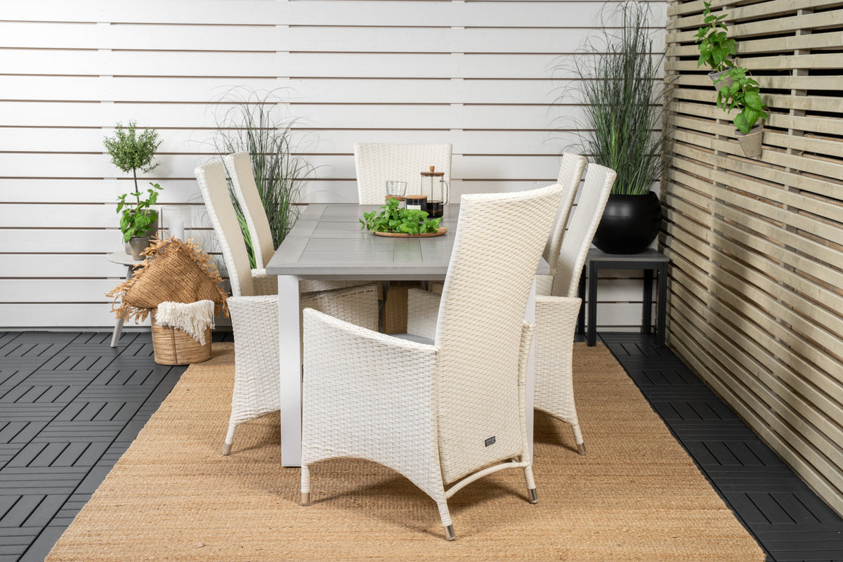 Albany & Padova Spisebord 152x90 + Reclinerstole Hvid