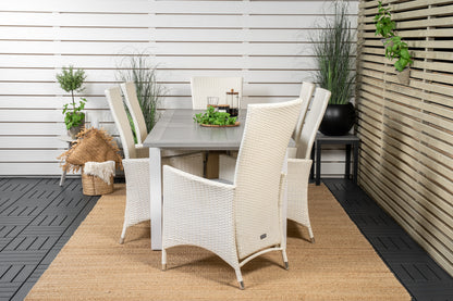 Albany & Padova Spisebord 152x90 + Reclinerstole Hvid