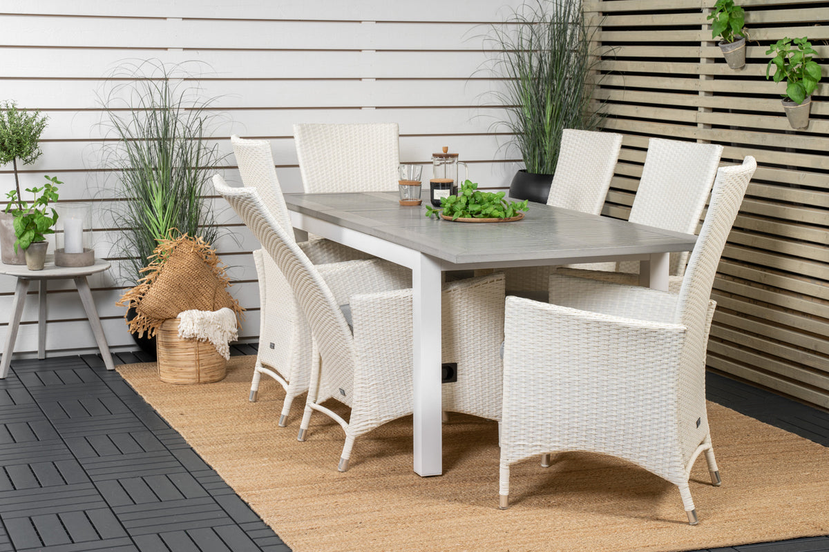 Albany & Padova Spisebord 152x90 + Reclinerstole Hvid