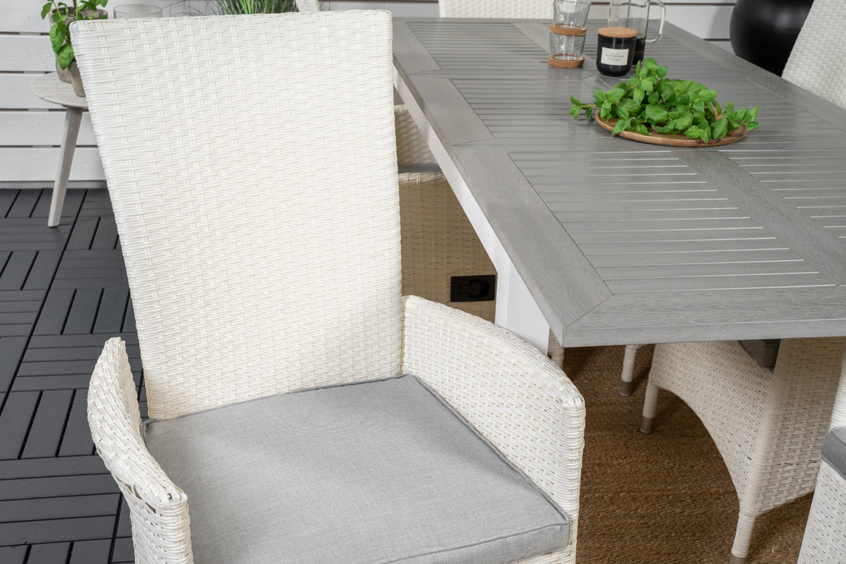 Albany & Padova Spisebord 152x90 + Reclinerstole Hvid