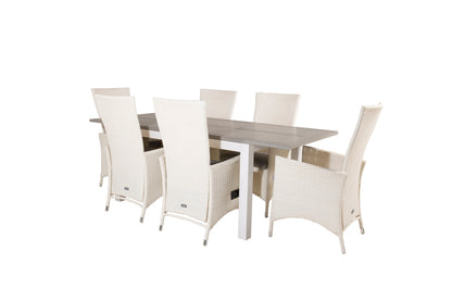 Albany & Padova Spisebord 152x90 + Reclinerstole Hvid