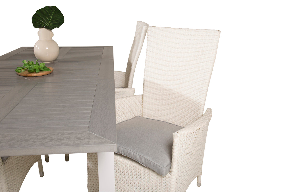 Albany & Padova Spisebord 152x90 + Reclinerstole Hvid