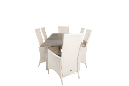 Albany & Padova Spisebord 152x90 + Reclinerstole Hvid