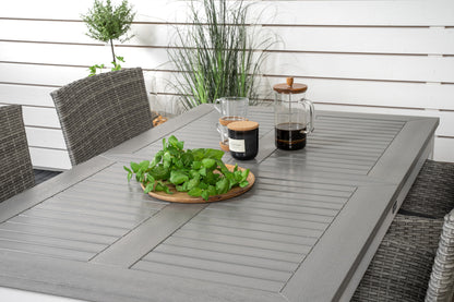 Albany & Malin Spisebord 152x90 + Spisestole Grå