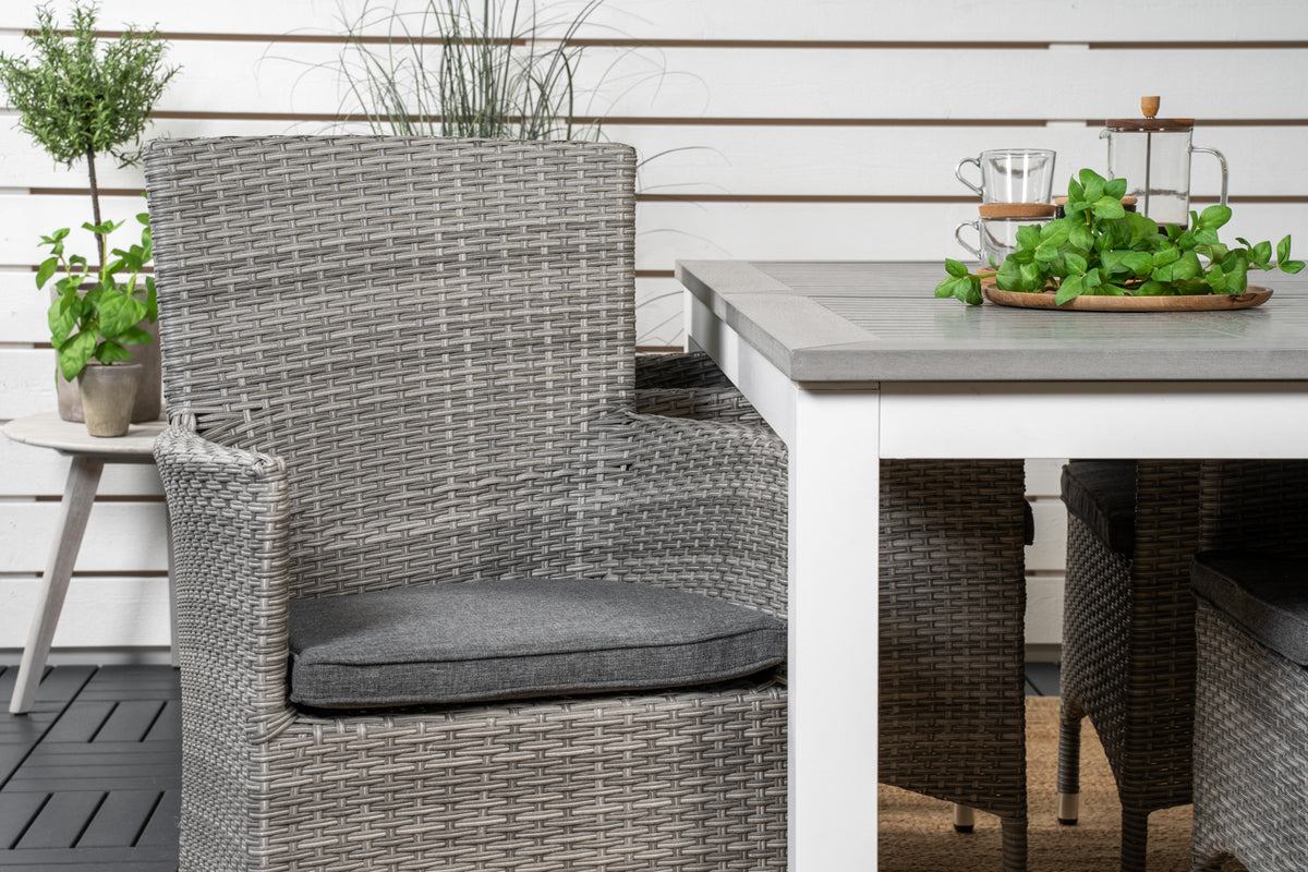 Albany & Malin Spisebord 152x90 + Spisestole Grå