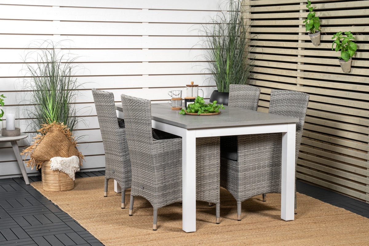 Albany & Malin Spisebord 152x90 + Spisestole Grå